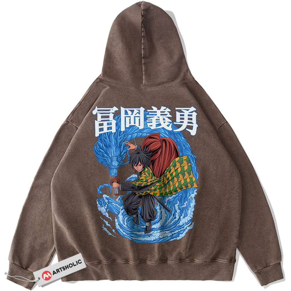 Alternative view of Giyu Tomioka Hoodie, Demon Slayer Hoodie, Anime Hoodie, Vintage Hoodie