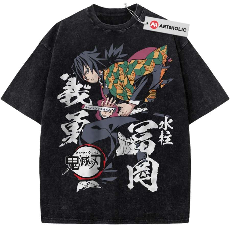 Alternative view of Giyu Tomioka Shirt, Demon Slayer Shirt, Anime Shirt, Vintage T-Shirt
