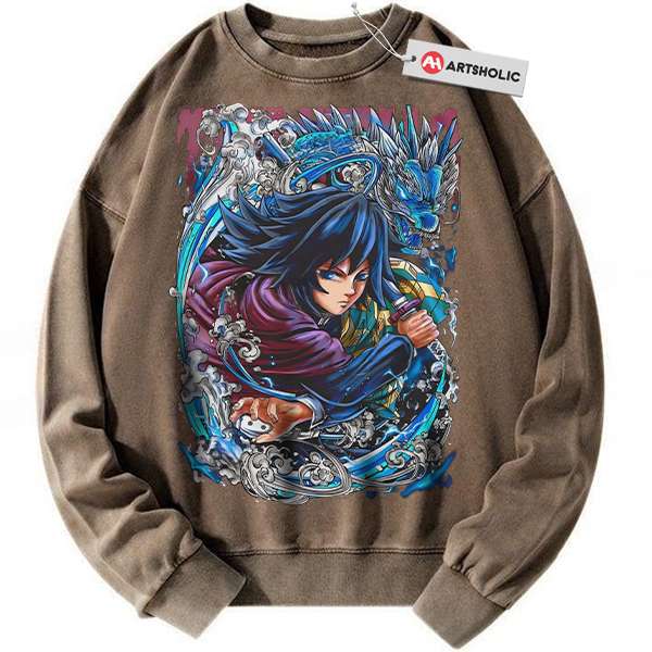 Alternative view of Giyu Tomioka Sweatshirt, Demon Slayer Sweatshirt, Anime Sweatshirt, Vintage Sweatshirt