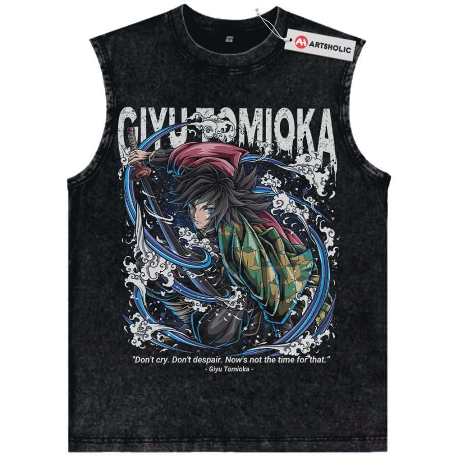 Alternative view of Giyu Tomioka Tank Top, Demon Slayer Tank Top, Anime Tank Top, Vintage Tank Top