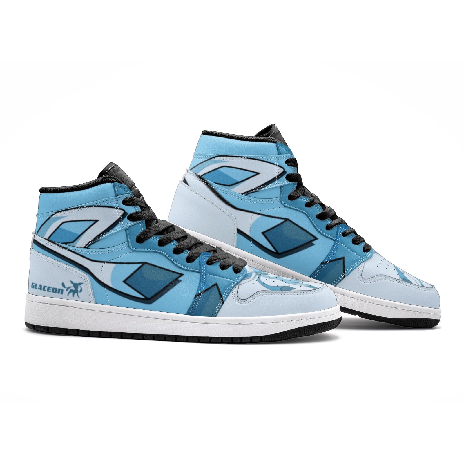 Alternative view of Glaceon Pokemon Custom Sneaker Mid 1 Basketball Shoes - Otaku Hall