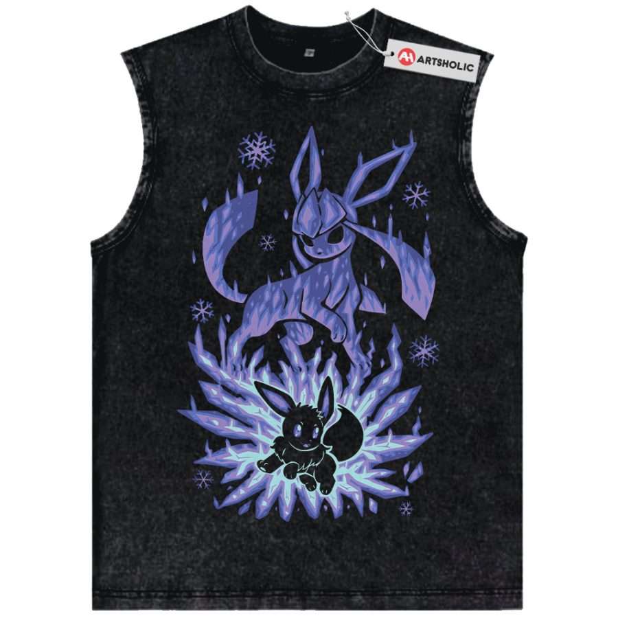 Alternative view of Glaceon Tank Top, Eevee Tank Top, Pokemon Tank Top, Anime Tank Top, Vintage Tank Top