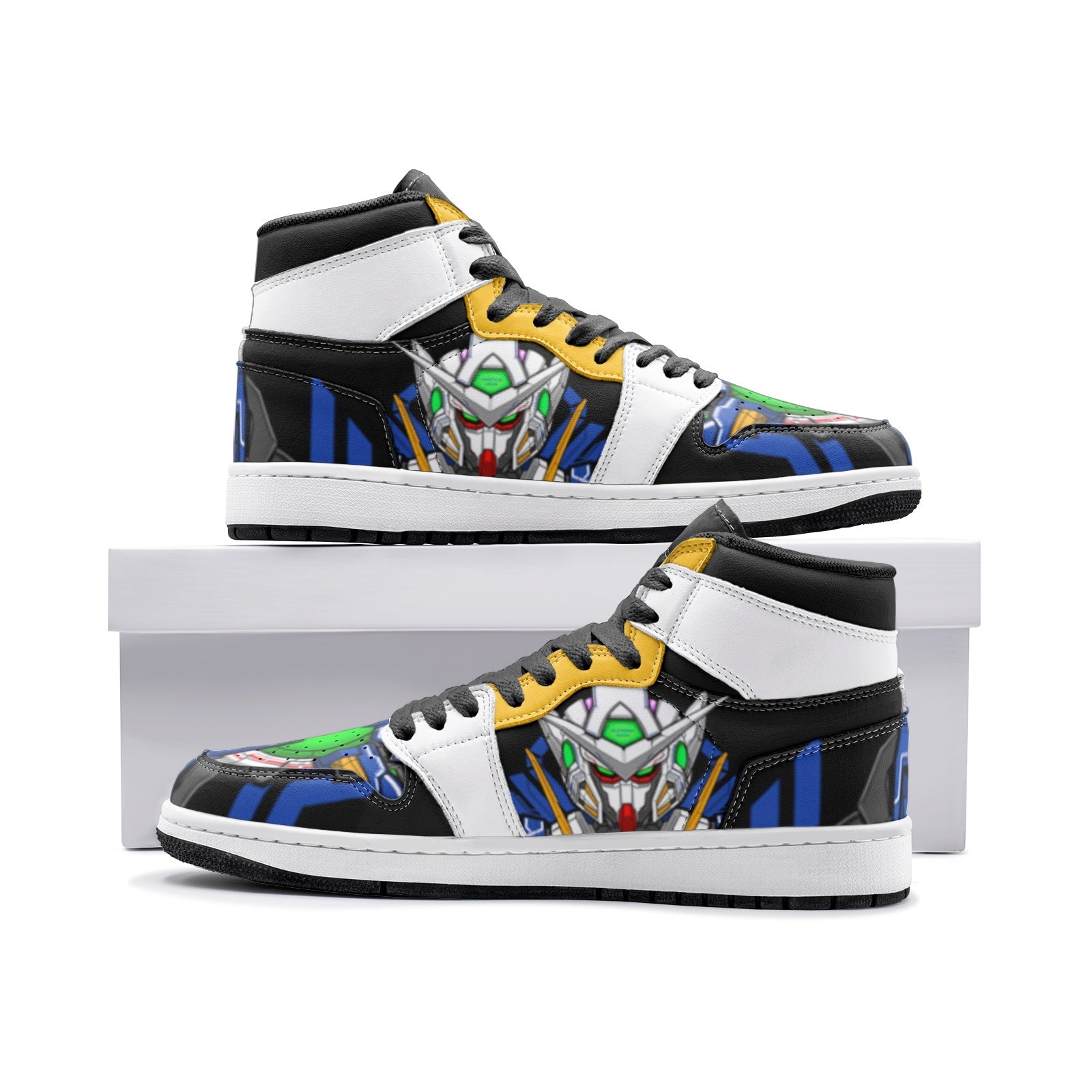 GN-001 Exia Gundam Custom Sneaker Mid 1 Basketball Shoes - Otaku Hall