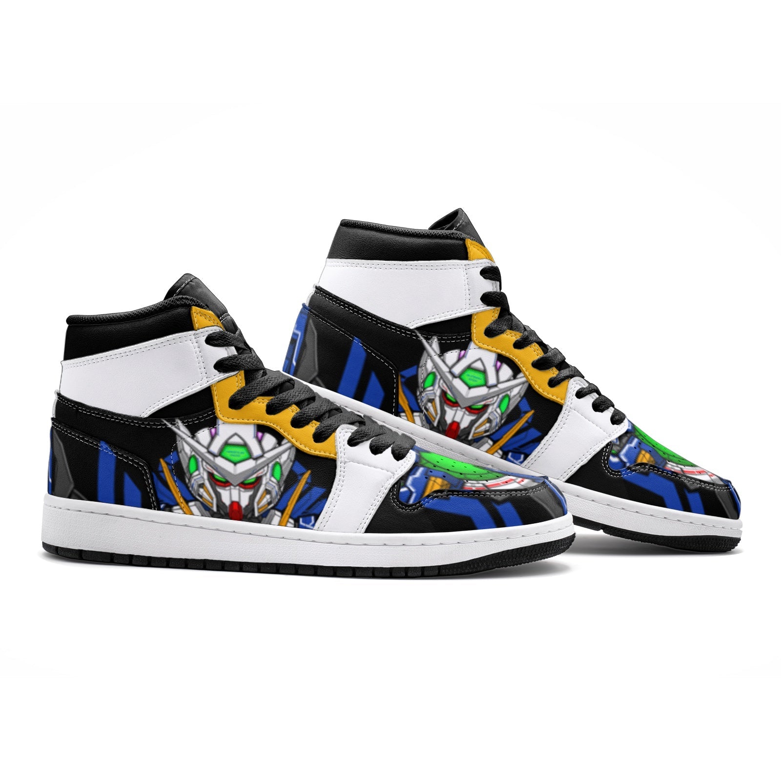 Alternative view of GN-001 Exia Gundam Custom Sneaker Mid 1 Basketball Shoes - Otaku Hall