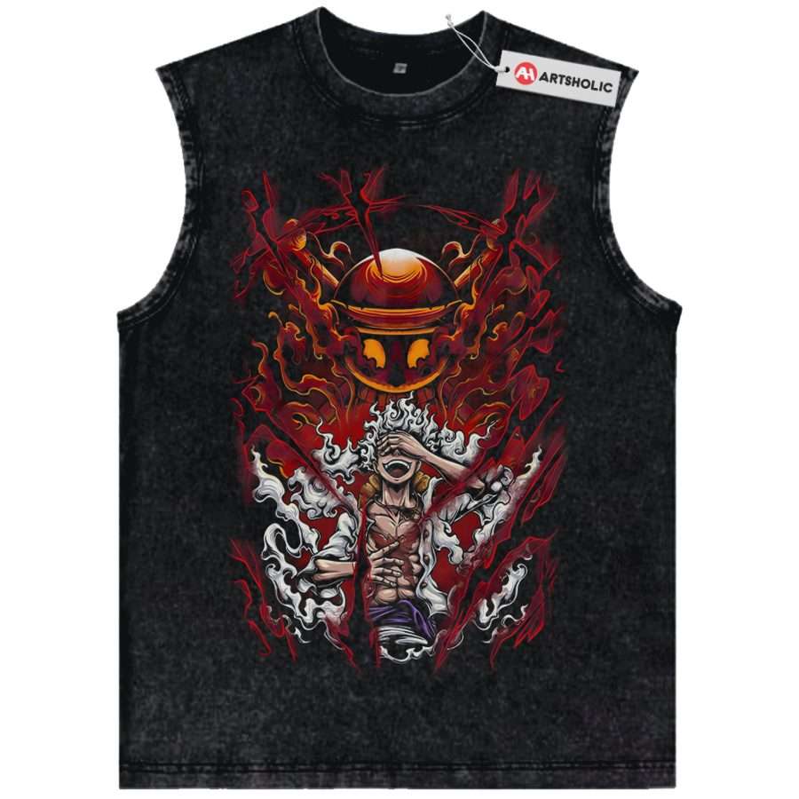 Alternative view of God Nika Tank Top, Monkey D Luffy Tank Top, One Piece Tank Top, Anime Tank Top, Vintage Tank Top