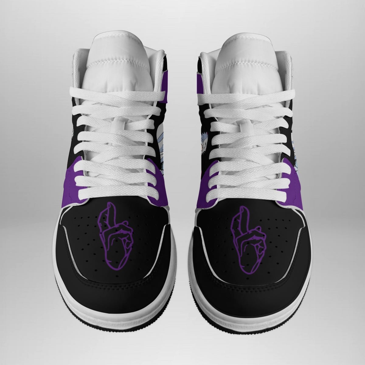Alternative view of Gojo Unlimited Void Basketball Shoes for Jujutsu Kaisen Fans - Shonen Custom Sneaker Mid 1 Style - Otaku Hall