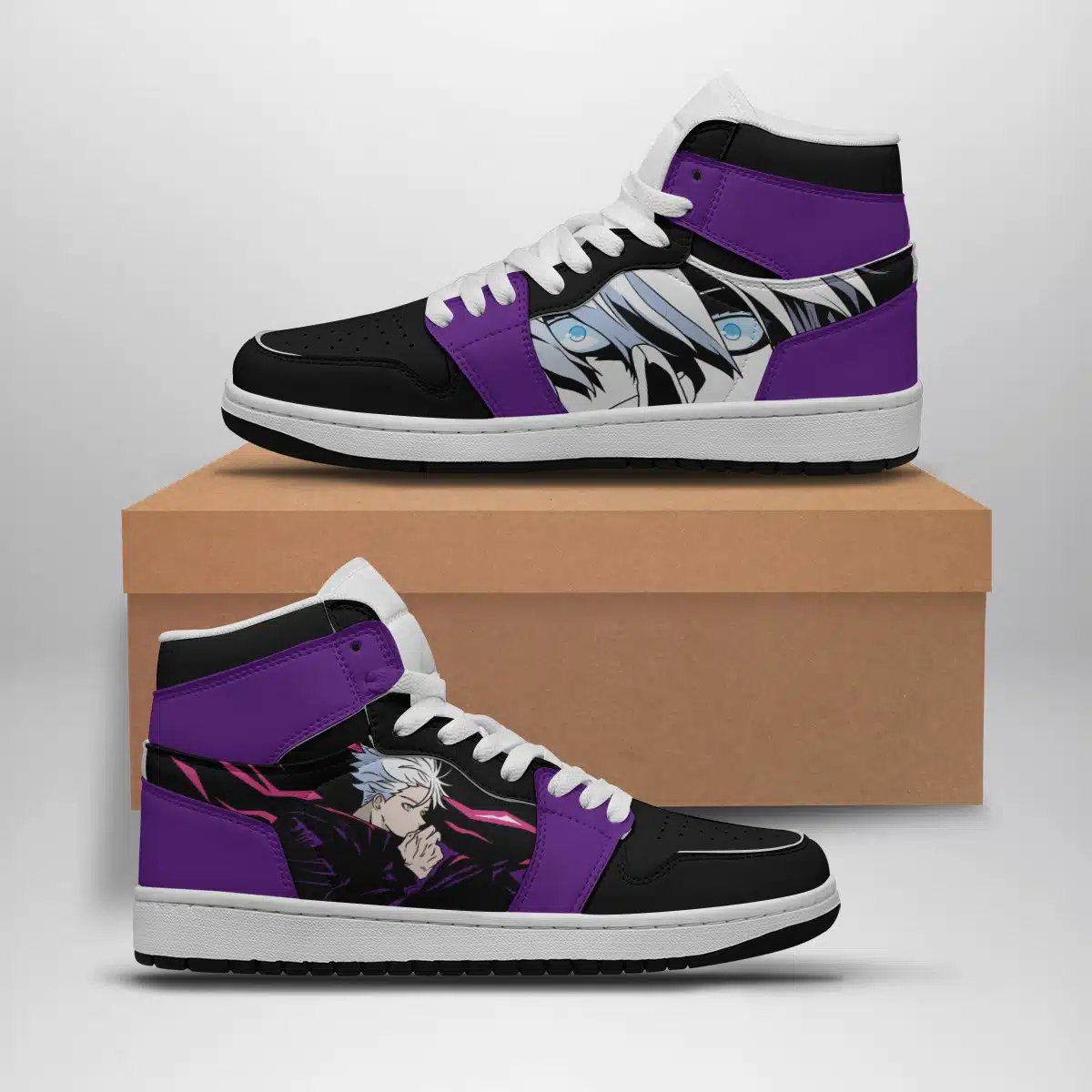 Gojo Unlimited Void Basketball Shoes for Jujutsu Kaisen Fans - Shonen Custom Sneaker Mid 1 Style - Otaku Hall