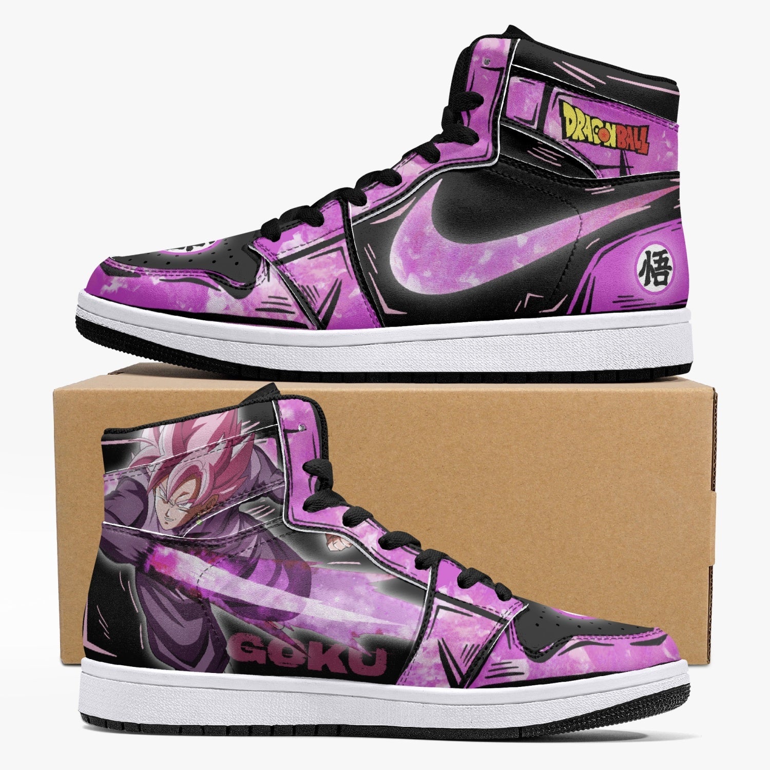 Goku Black Rose Dragon Ball Custom Sneaker Mid 1 Basketball Shoes - Otaku Hall
