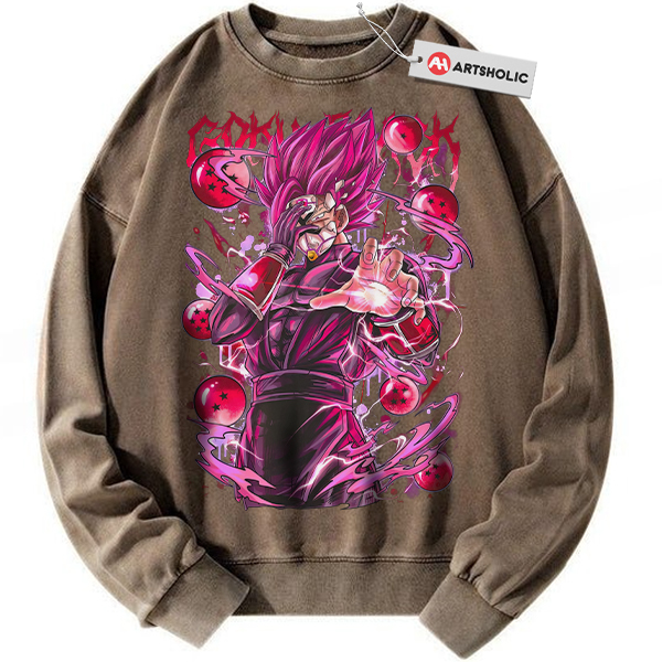 Alternative view of Goku Black Sweatshirt, Dragon Ball Sweatshirt, DBZ Sweatshirt, Anime Sweatshirt, Vintage Sweatshirt