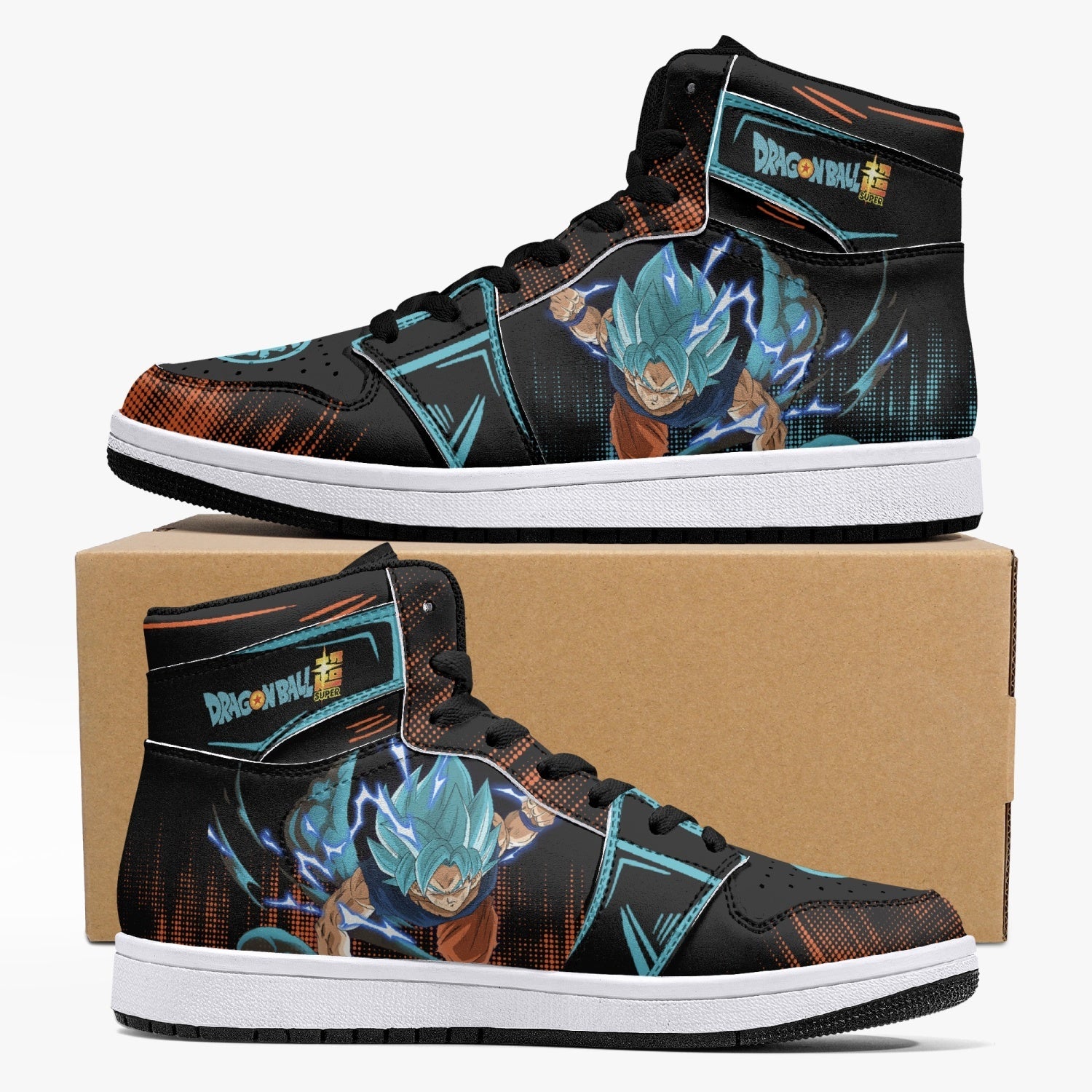 Goku Blue Dragon Ball Super Custom Sneaker Mid 1 Basketball Shoes - Otaku Hall