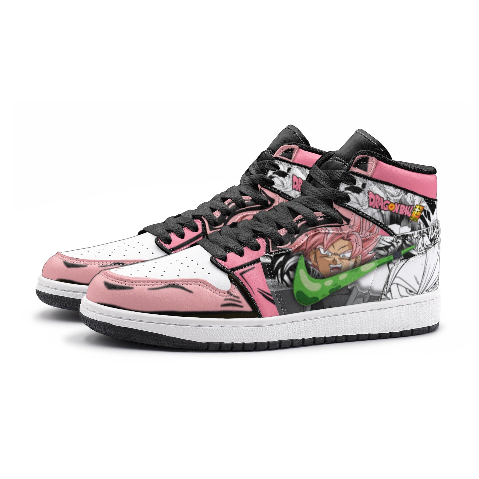 Alternative view of Goku Pink Dragon Ball Super V2 Custom Sneaker Mid 1 Basketball Shoes - Otaku Hall