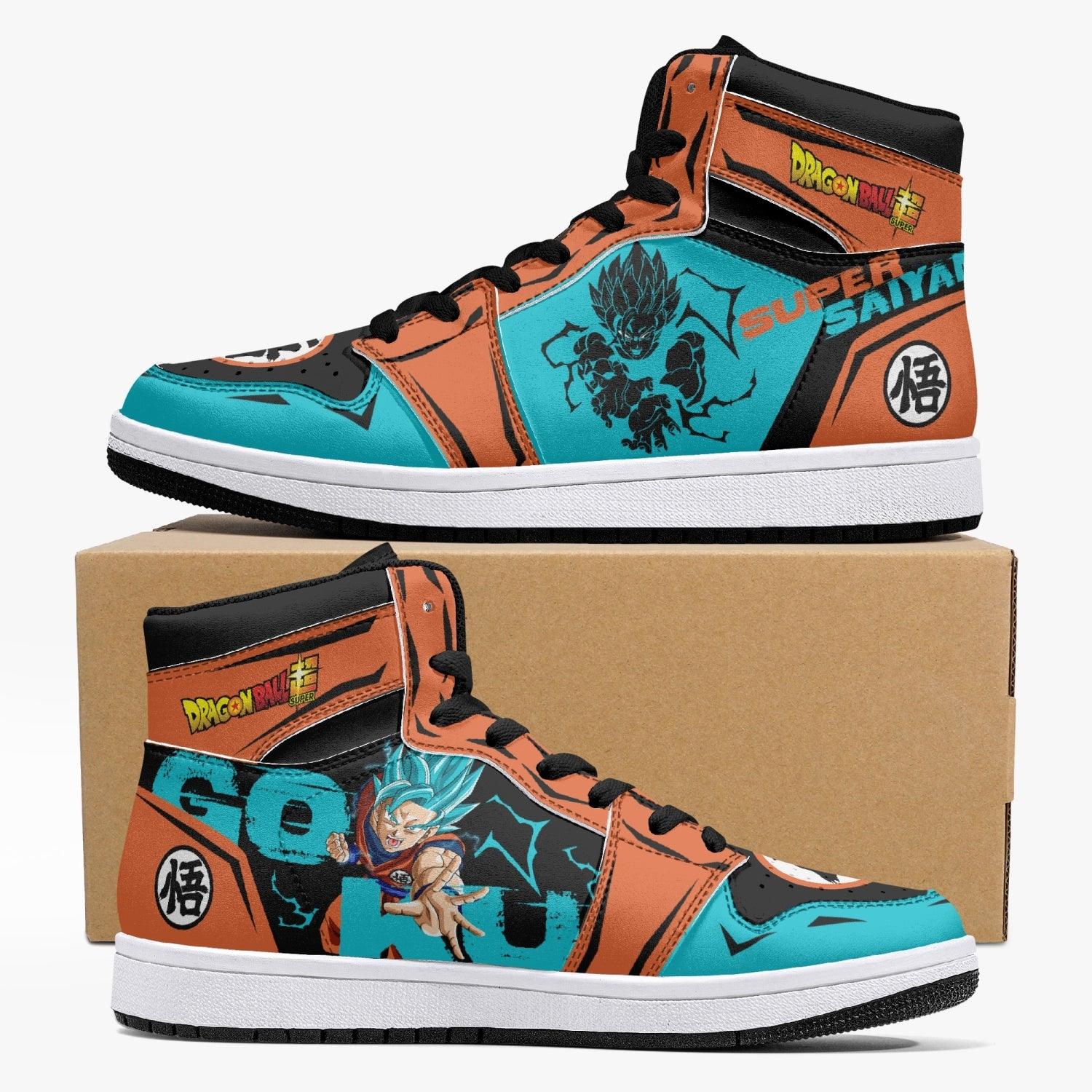 Goku Super Saiyan Blue Dragon Ball Custom Sneaker Mid 1 Basketball Shoes - Otaku Hall