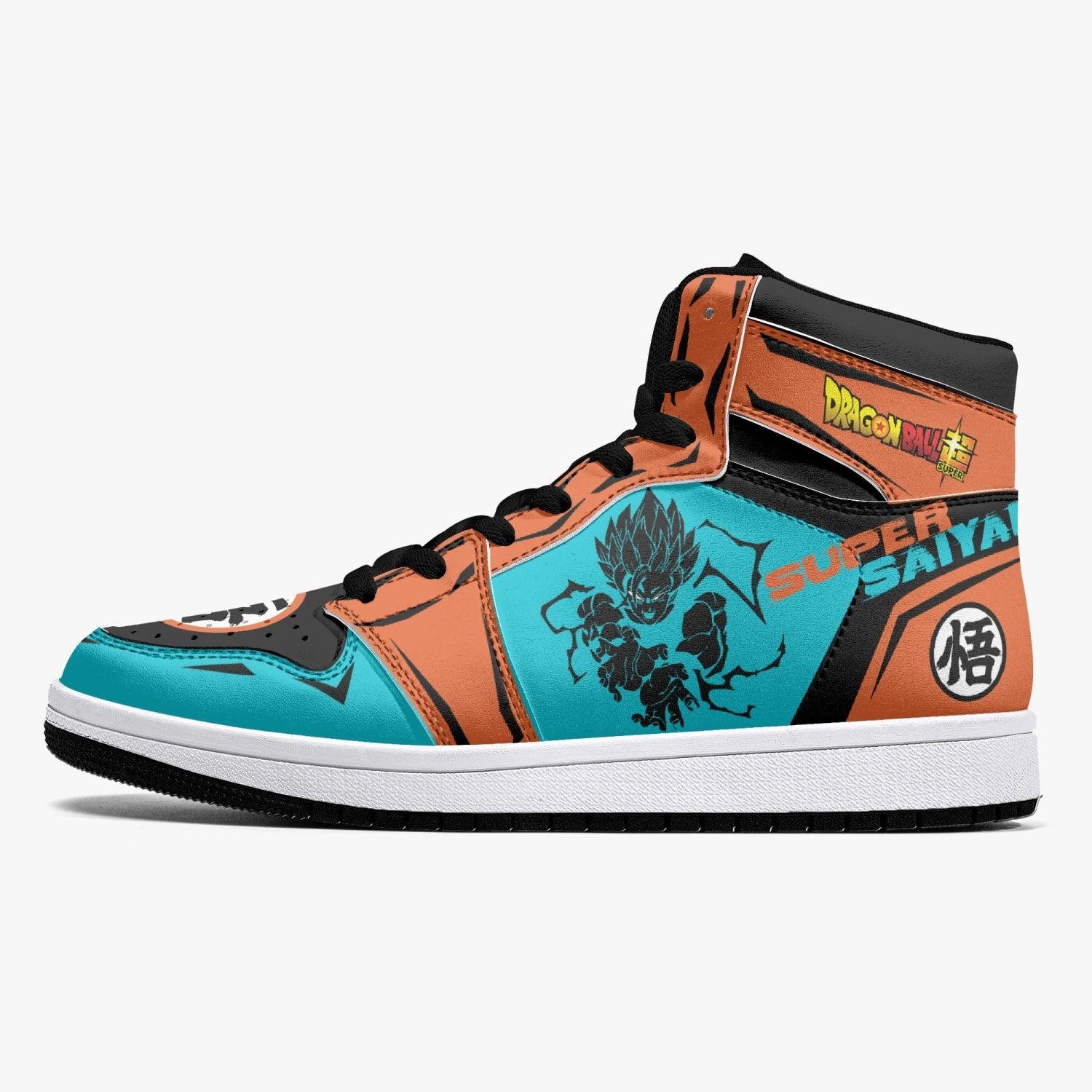 Alternative view of Goku Super Saiyan Blue Dragon Ball Custom Sneaker Mid 1 Basketball Shoes - Otaku Hall