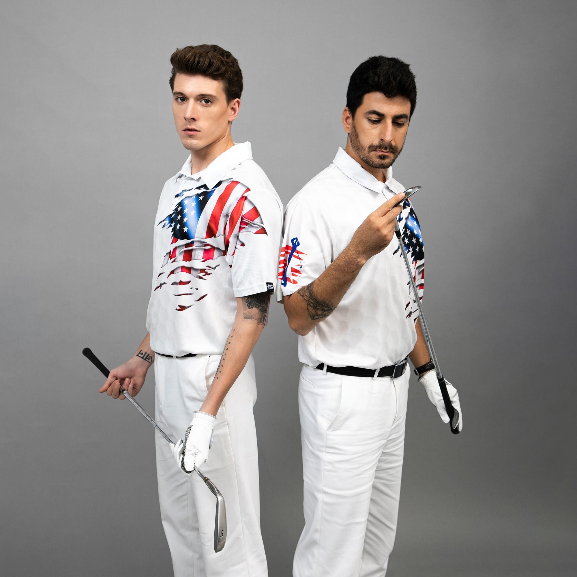 Alternative view of Golf American Flag Polo Shirt, USA Flag Golf Shirt, Patriotic Golf Shirt For Men