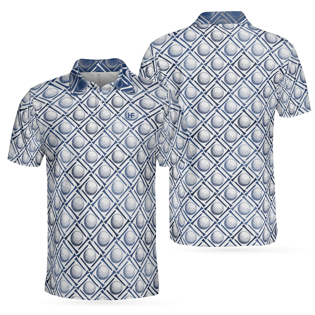 Golf Balls And Tees Seamless Golf Polo Shirt, Best Golf Shirt For Men, Cool Gift For Golfers