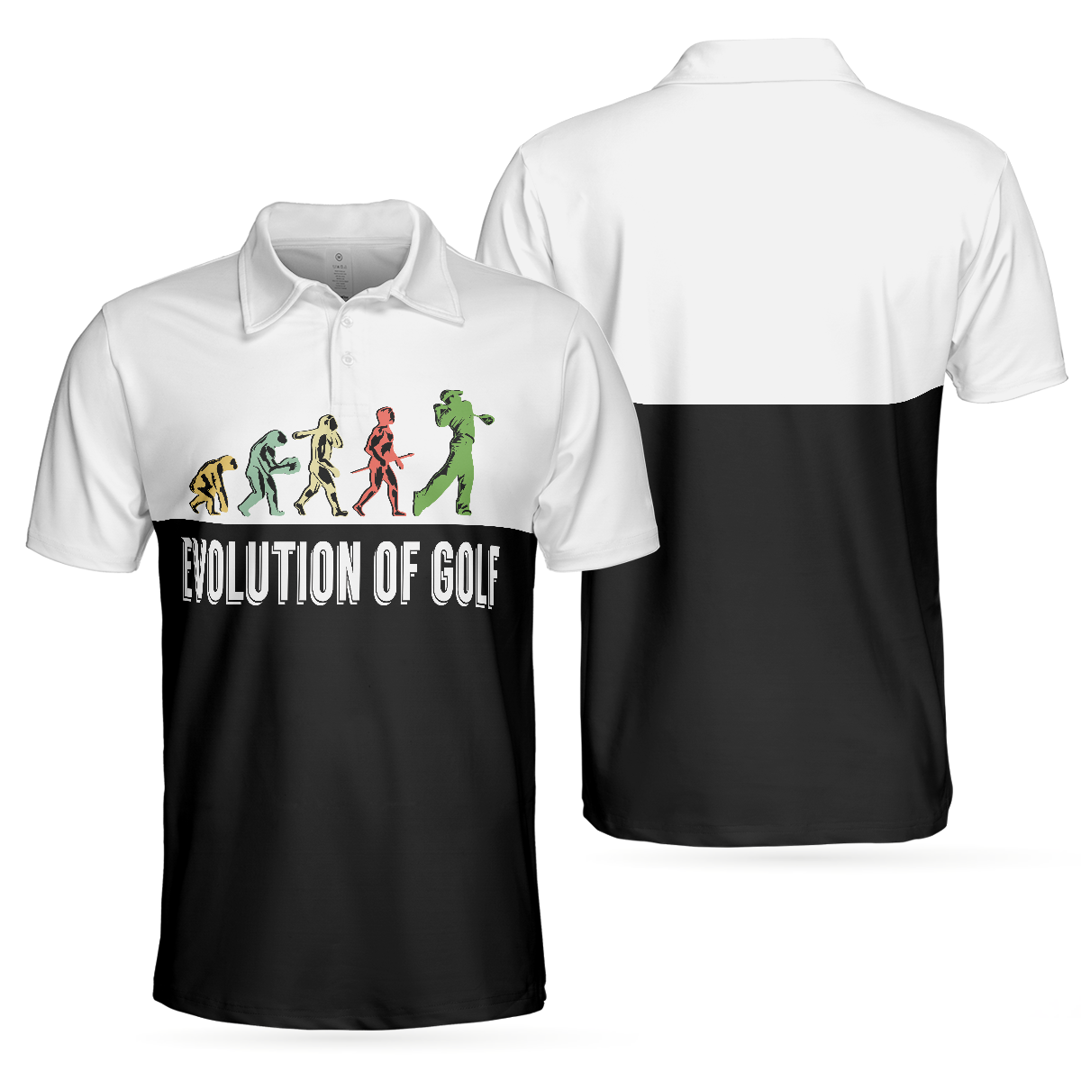 Golf Evolution Vintage Short Sleeve Polo Shirt, Elegant Back And White Polo Shirt, Best Golf Shirt For Men