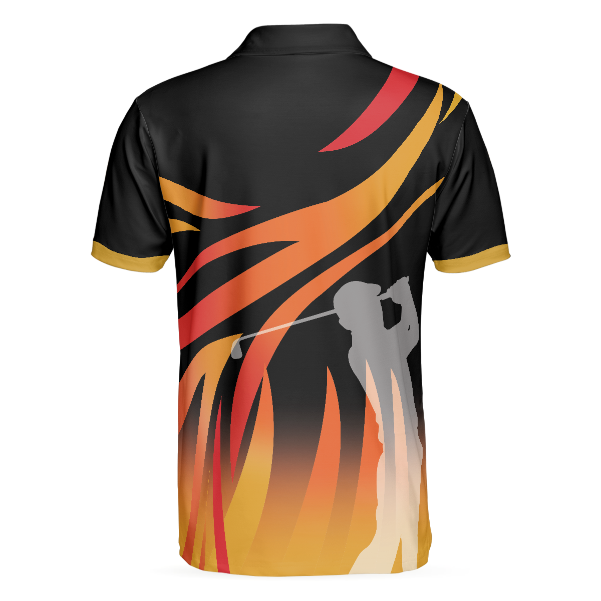 Alternative view of Golf In Passion Golf Polo Shirt, Black Flame Golf Shirt For Men, Cool Gift For Golfers