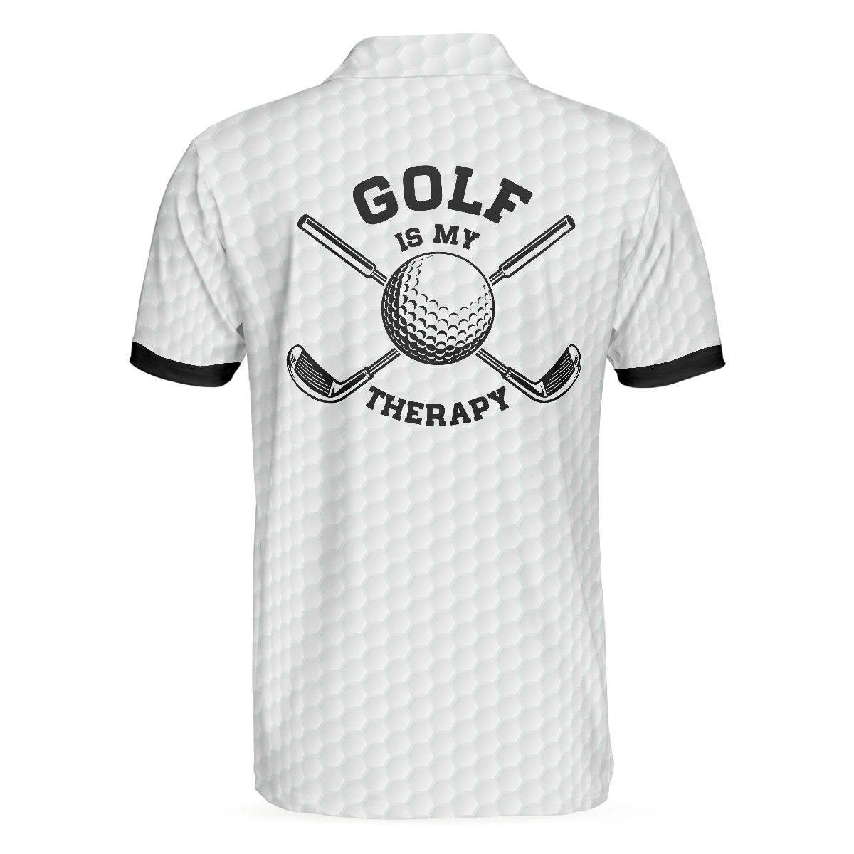 Alternative view of Golf Is My Therapy Golf Polo Shirt, Black And White Golf Love Polo Shirt, Best Golf Shirt For Men