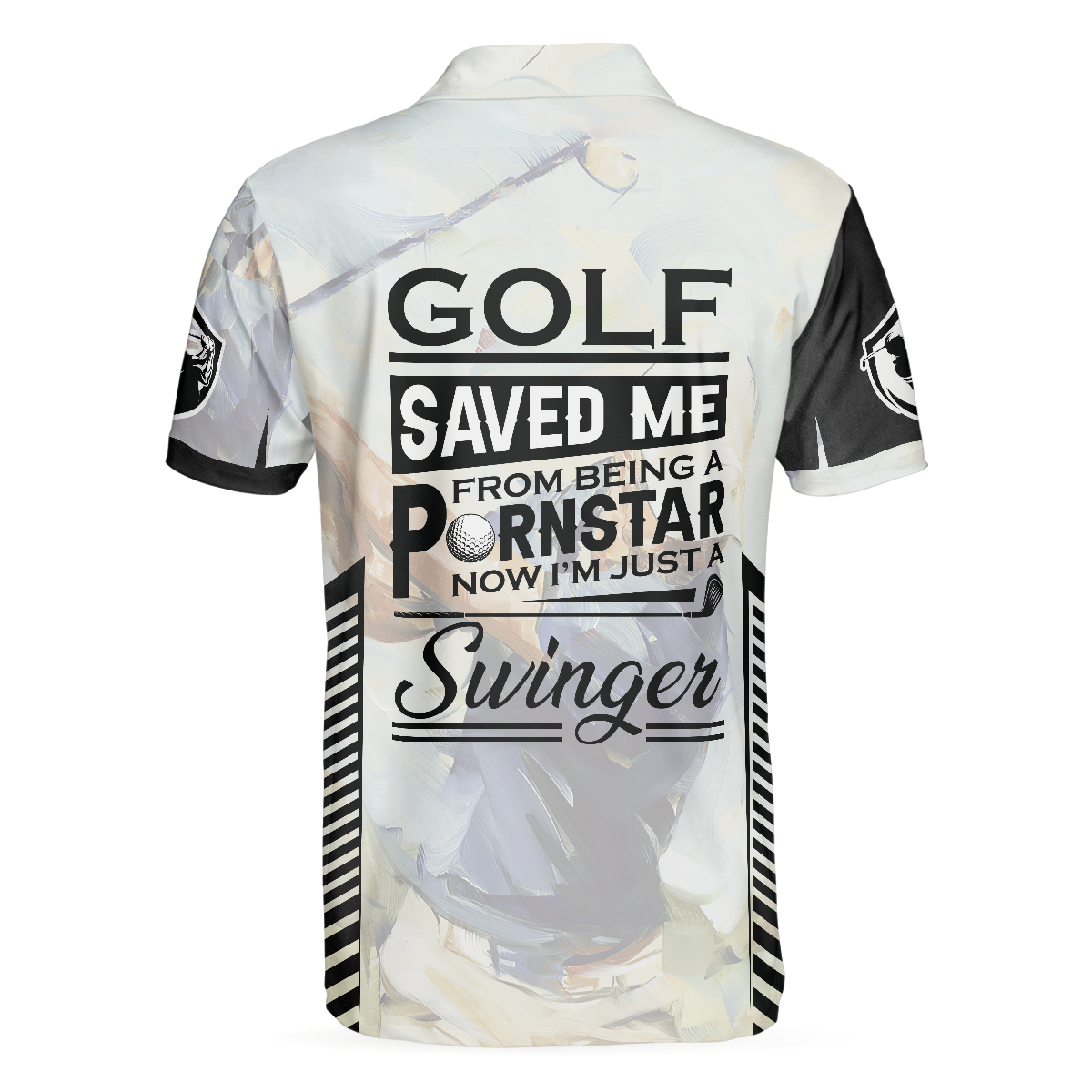 Alternative view of Golf Saved Me Golfing Polo Shirt, Black And White Polo Shirt, Best Golf Shirt For Men