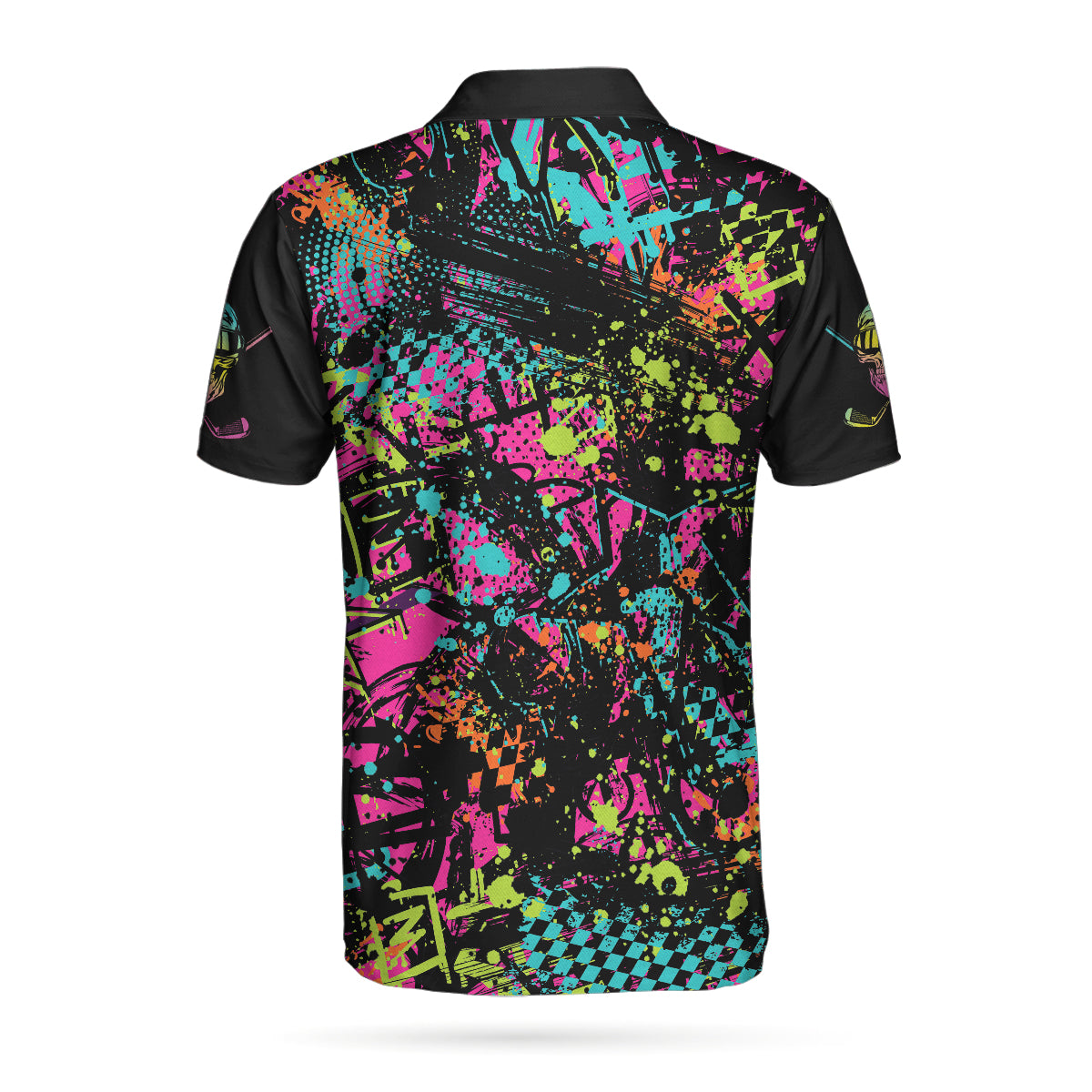 Alternative view of Golf Skull Graffiti Short Sleeve Polo Shirt, Streetwear Polo Shirt, Best Golf Shirt For Men