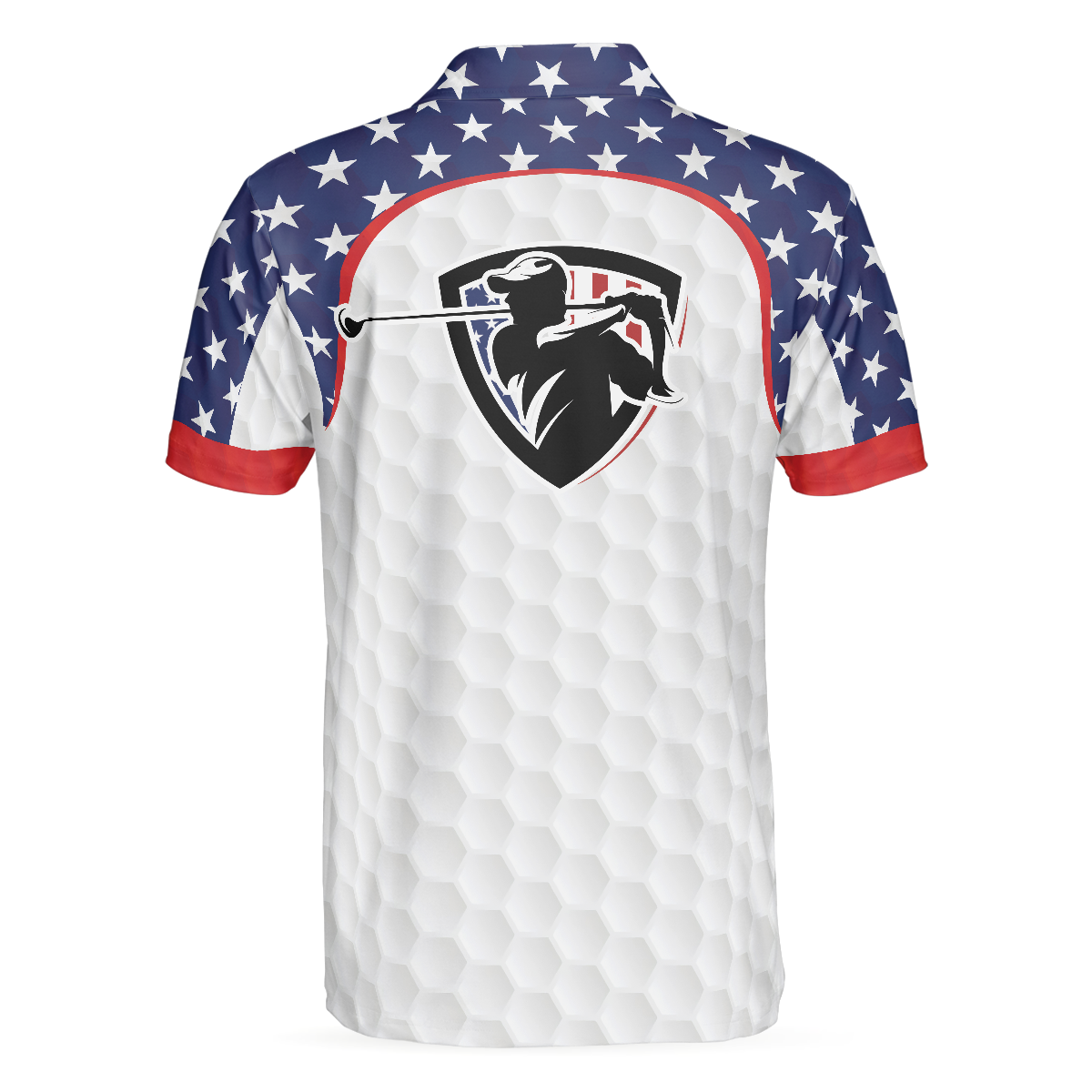 Alternative view of Golf Texture Short Sleeve USA Golf Polo Shirt, American Flag Polo Shirt, Patriotic Golf Shirt For Men
