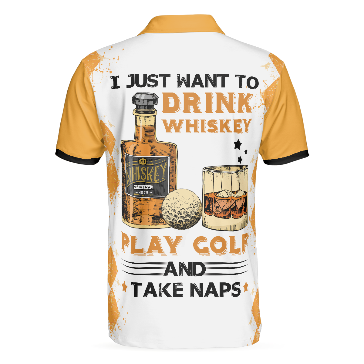 Alternative view of Golf Whisky And Take Naps Short Sleeve Polo Shirt, Argyle Pattern Wine Polo Shirt, Best Golf Shirt For Men