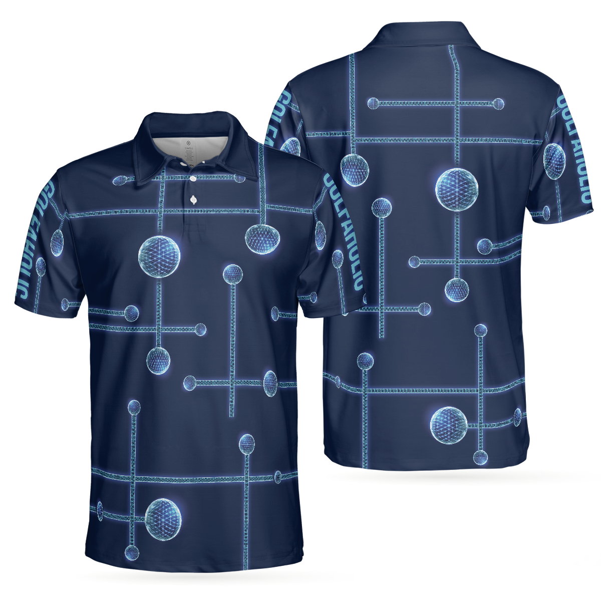 Golfaholic Geometric Golf Ball Low Poly Design Polo Shirt, Digital Golf Polo Shirt, Best Golf Shirt For Men