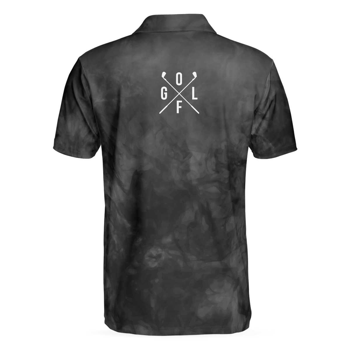 Alternative view of Golfer On Smoke Background Polo Shirt, Black Smoke Golfing Polo Shirt, Best Golf Shirt For Men