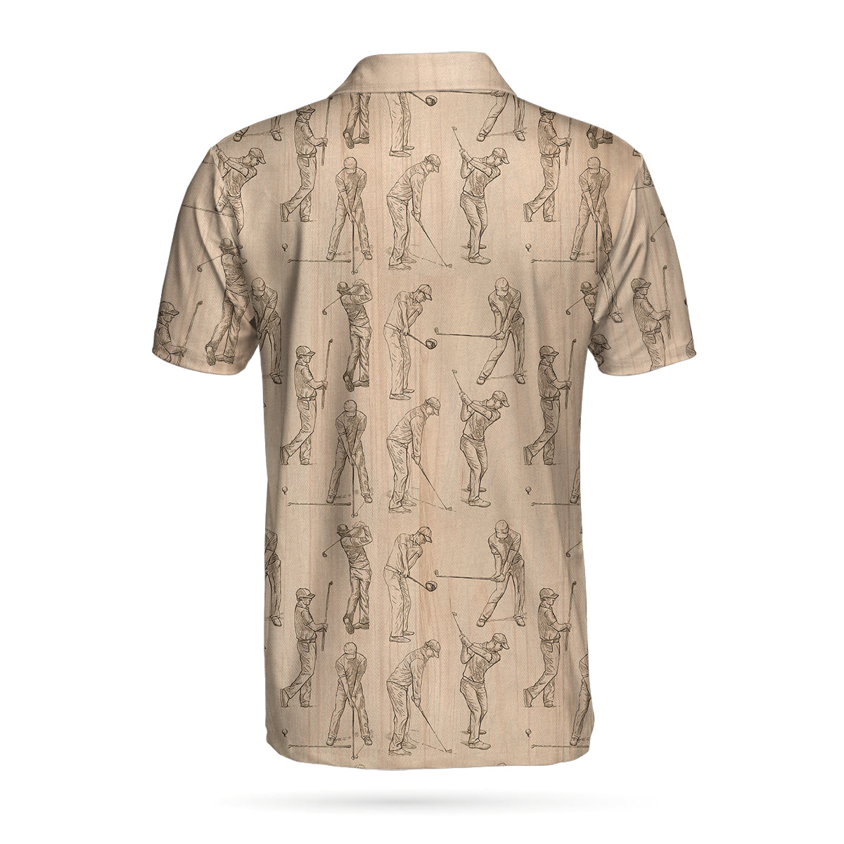 Alternative view of Golfer Pencil Painting Polo Shirt, Golfer Sketching Pattern Polo Shirt, Best Golf Shirt For Men