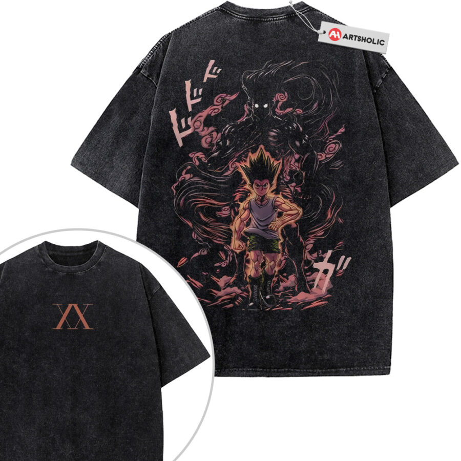 Alternative view of Gon Freecss Shirt, Hunter x Hunter Shirt, HxH Shirt, Anime Shirt, Vintage T-Shirt 2-Sided