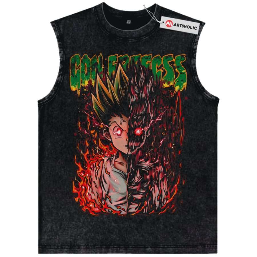 Alternative view of Gon Freecss Tank Top, Hunter x Hunter Tank Top, HxH Tank Top, Anime Tank Top, Vintage Tank Top