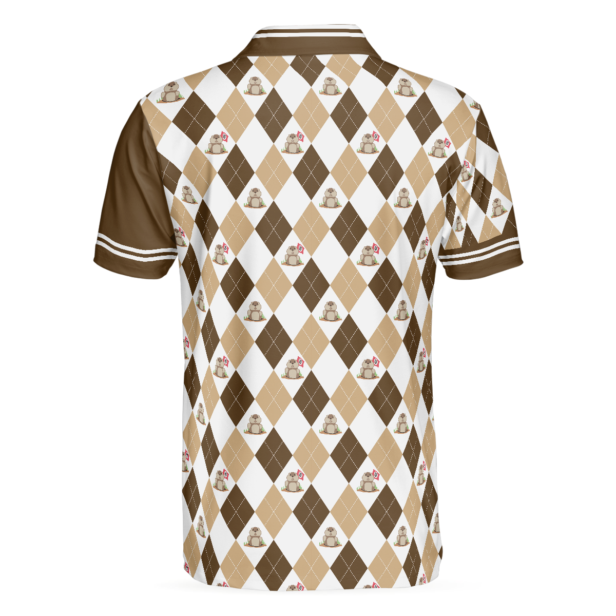 Alternative view of Gopher Meet Me At The 19th Hole Short Sleeve Polo Shirt, Argyle Pattern Polo Shirt, Best Golf Shirt For Men