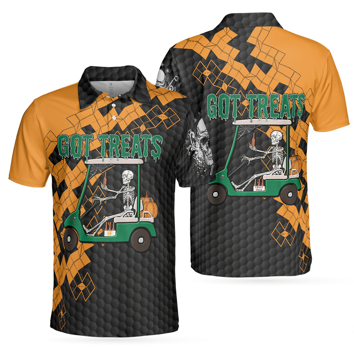 Got Golf And Got Treat Skull Golf Polo Shirt, Halloween Golf Shirt For Men, Halloween Gift For Golfers