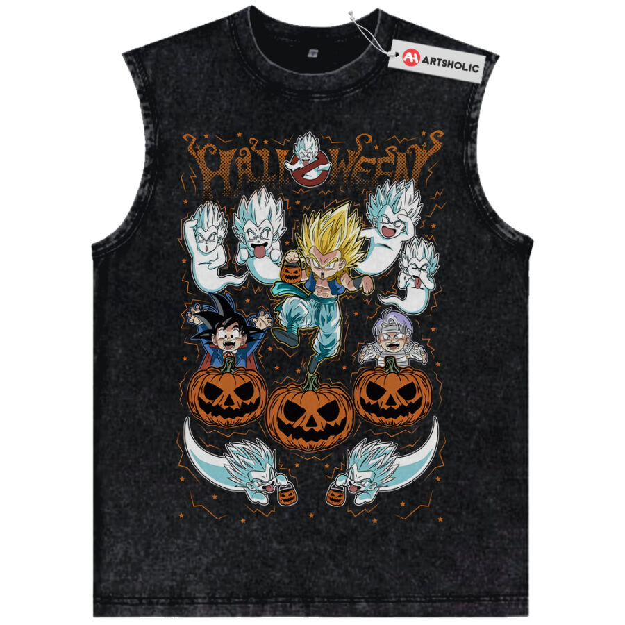 Alternative view of Gotenks Halloween Tank Top, Trunks Tank Top, Son Goten Tank Top, Dragon Ball Tank Top, DBZ Tank Top, Anime Tank Top, Vintage Tank Top
