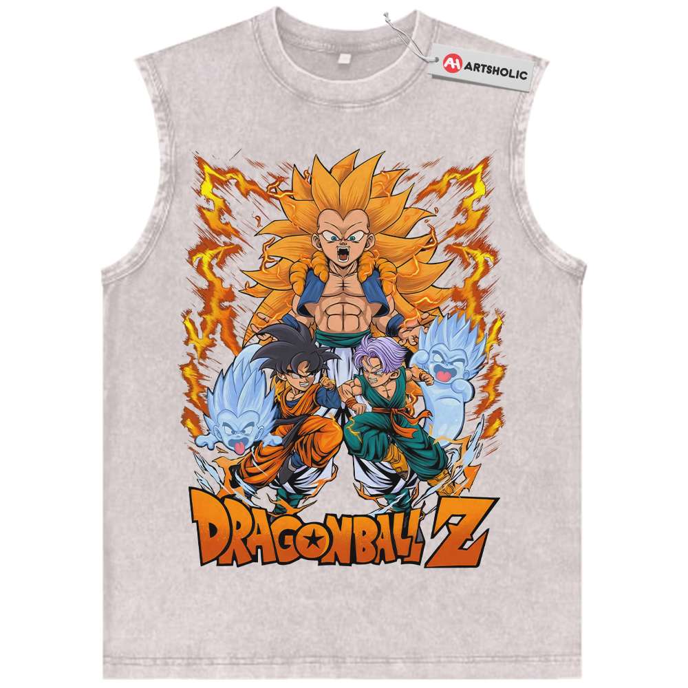 Alternative view of Gotenks Tank Top, Dragon Ball Z Tank Top, DBZ Tank Top, Anime Tank Top, Vintage Tank Top