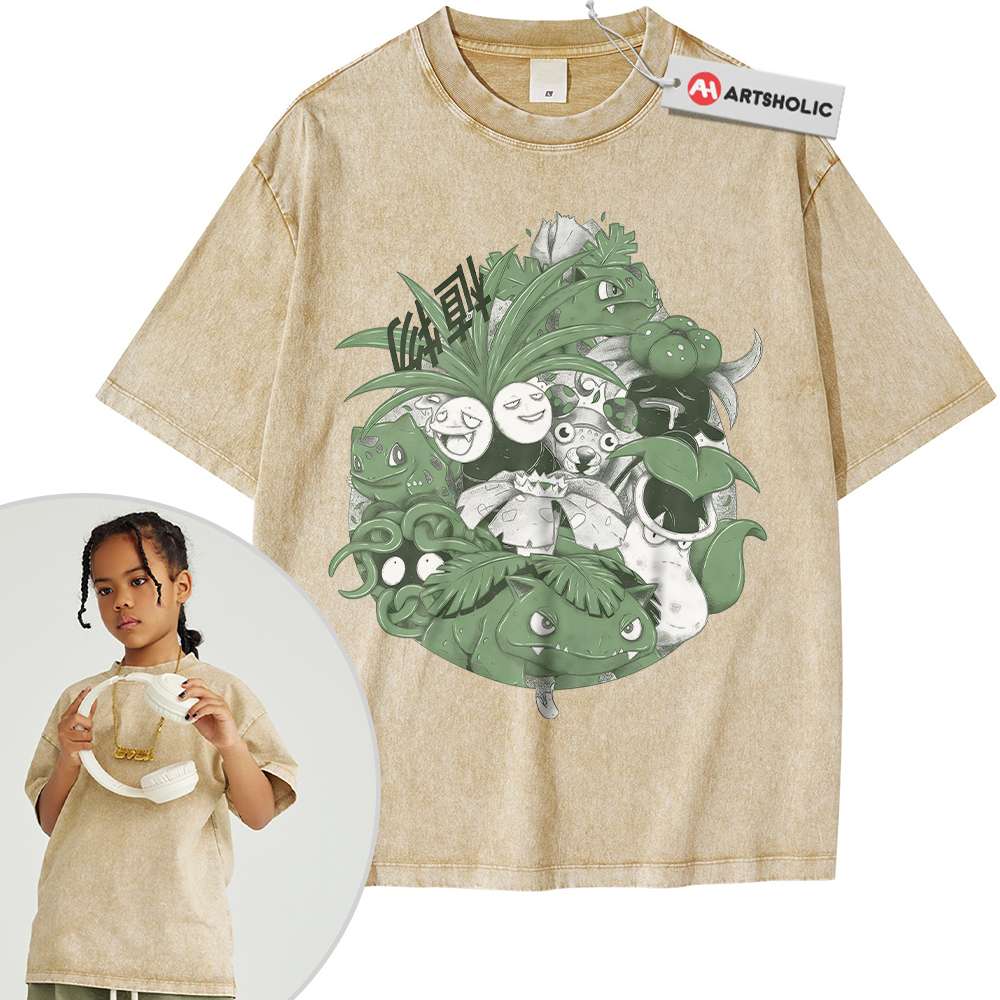 Alternative view of Grass Class Pokemon Shirt For Kids, Anime Shirt For Kids, Vintage T-Shirt For Kids