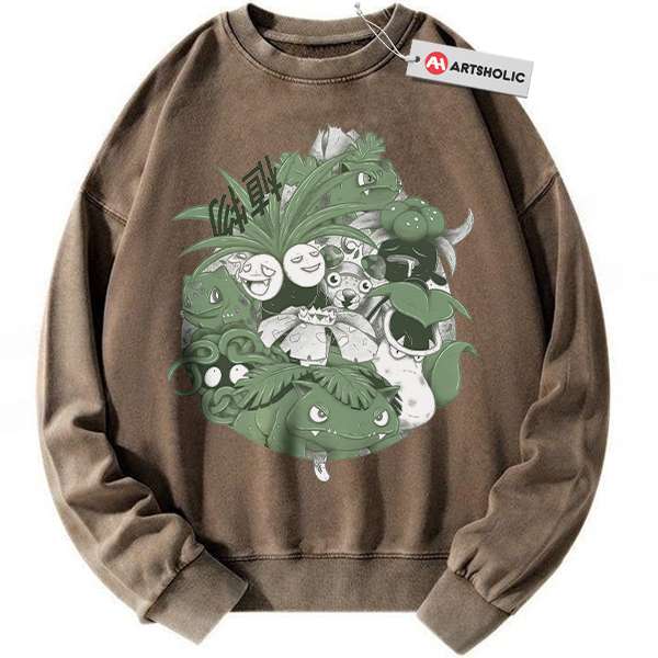 Alternative view of Grass Class Pokemon Sweatshirt, Anime Sweatshirt, Vintage Sweatshirt