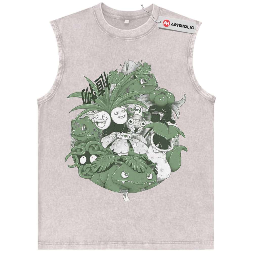 Alternative view of Grass Class Pokemon Tank Top, Anime Tank Top, Vintage Tank Top