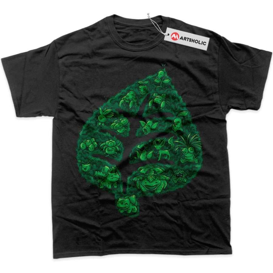 Alternative view of Grass-Type Pokemon Shirt, Anime Shirt, Graphic T-Shirt