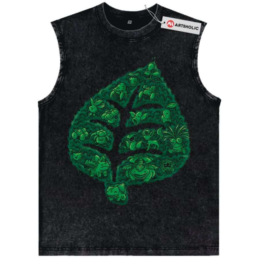 Alternative view of Grass-Type Pokemon Tank Top, Anime Tank Top, Vintage Tank Top