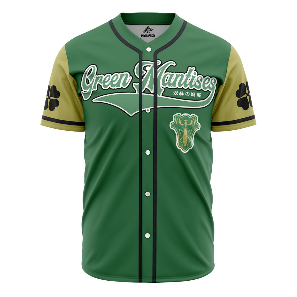 Green Mantises Black Clover Custom Baseball Jersey - Otaku Hall