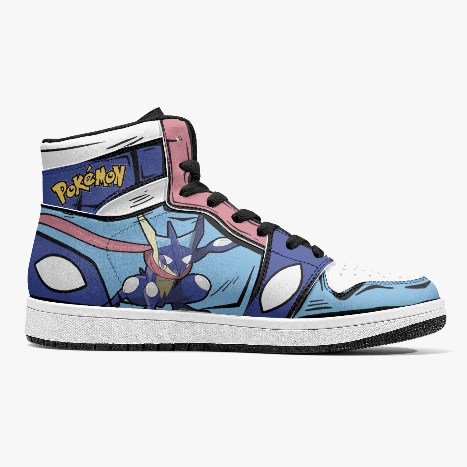 Alternative view of Greninja Pokemon Custom Sneaker Mid 1 Basketball Shoes - Otaku Hall