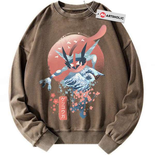 Alternative view of Greninja Sweatshirt, Pokemon Sweatshirt, Anime Sweatshirt, Vintage Sweatshirt