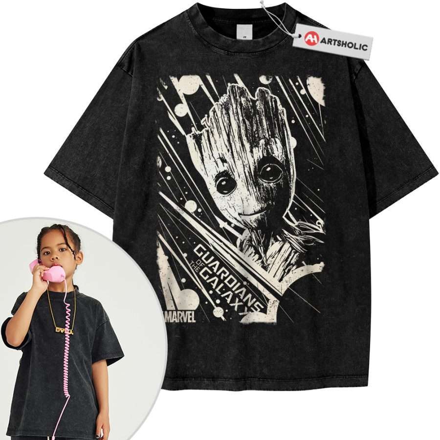 Alternative view of Groot Shirt For Kids, Marvel Comics Shirt For Kids, Vintage Tee For Kids