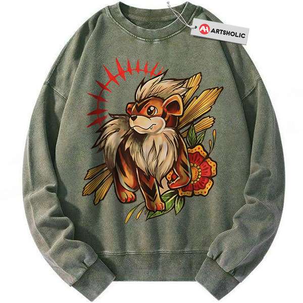 Alternative view of Growlithe Sweatshirt, Pokemon Sweatshirt, PKM Sweatshirt, Anime Sweatshirt, Vintage Sweatshirt