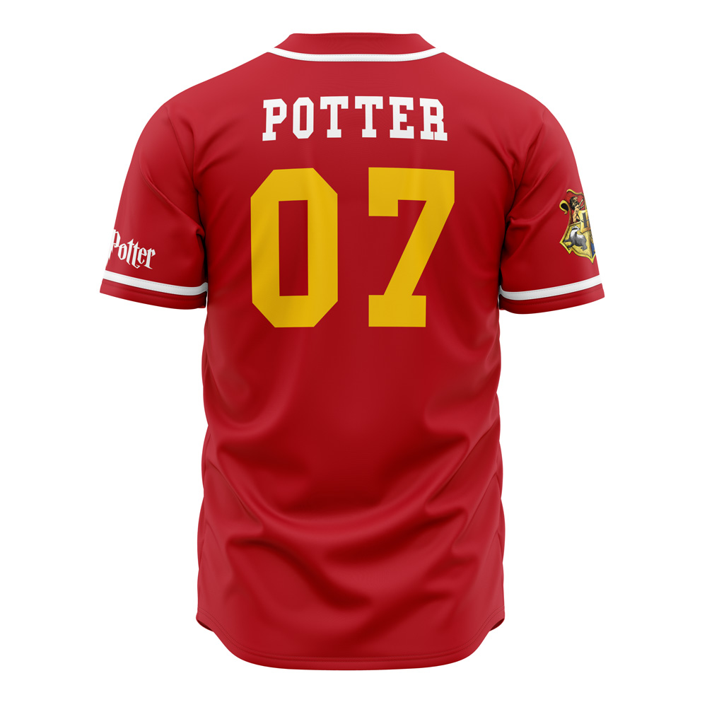 Alternative view of Gryffindor Lions House Harry Potter Custom Baseball Jersey - Otaku Hall