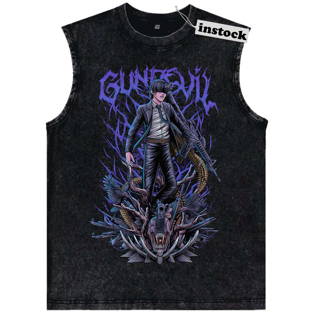 Gun Devil Tank Top, Chainsaw Man Tank Top, Anime Tank Top, Vintage Tank Top