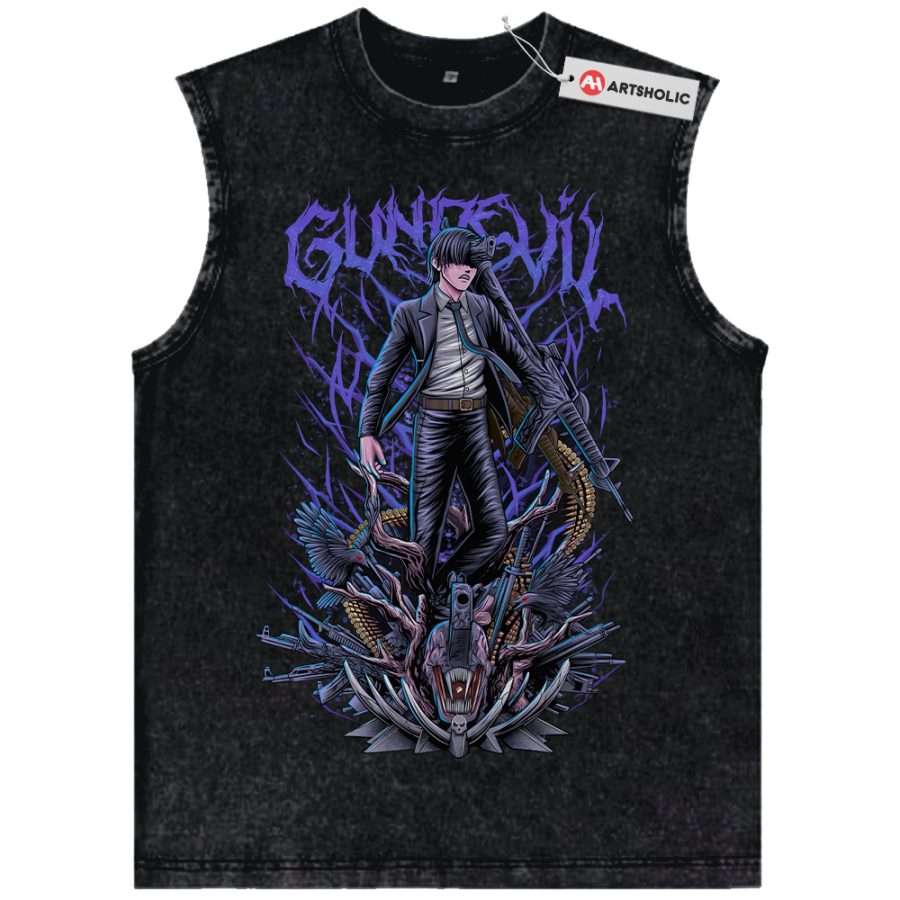 Alternative view of Gun Devil Tank Top, Chainsaw Man Tank Top, Anime Tank Top, Vintage Tank Top