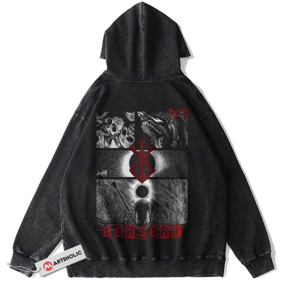 Alternative view of Guts Hoodie, Berserk Hoodie, Anime Hoodie, Vintage Hoodie