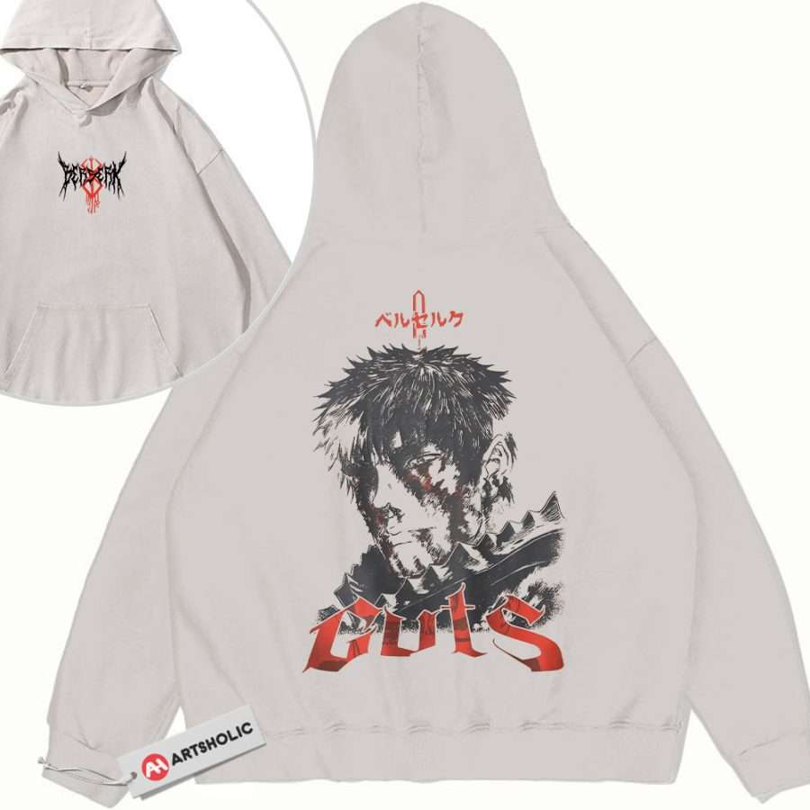 Alternative view of Guts Hoodie, Berserk Hoodie, Anime Hoodie, Vintage Hoodie 2-Sided